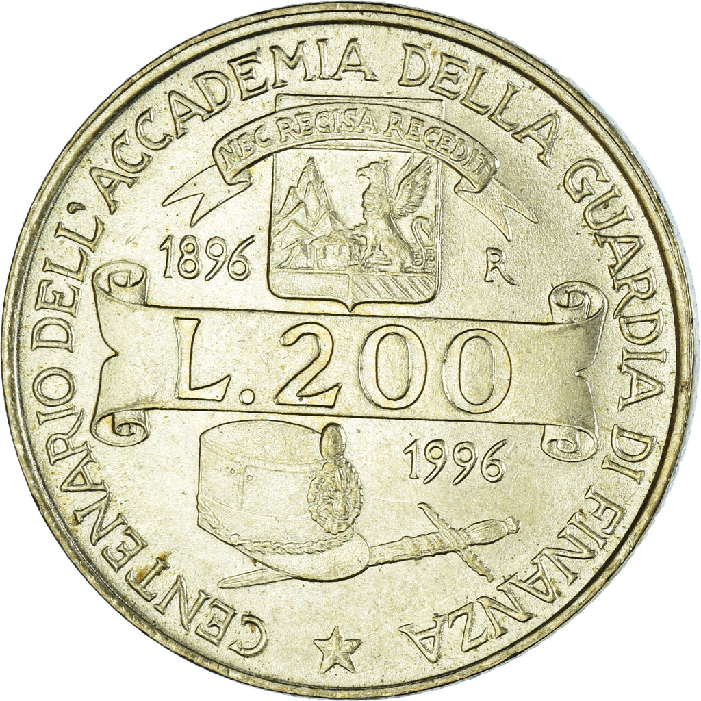 Coin, Italy, 200 Lire, 1996, Rome, MS(63), Aluminum-Bronze, KM:184