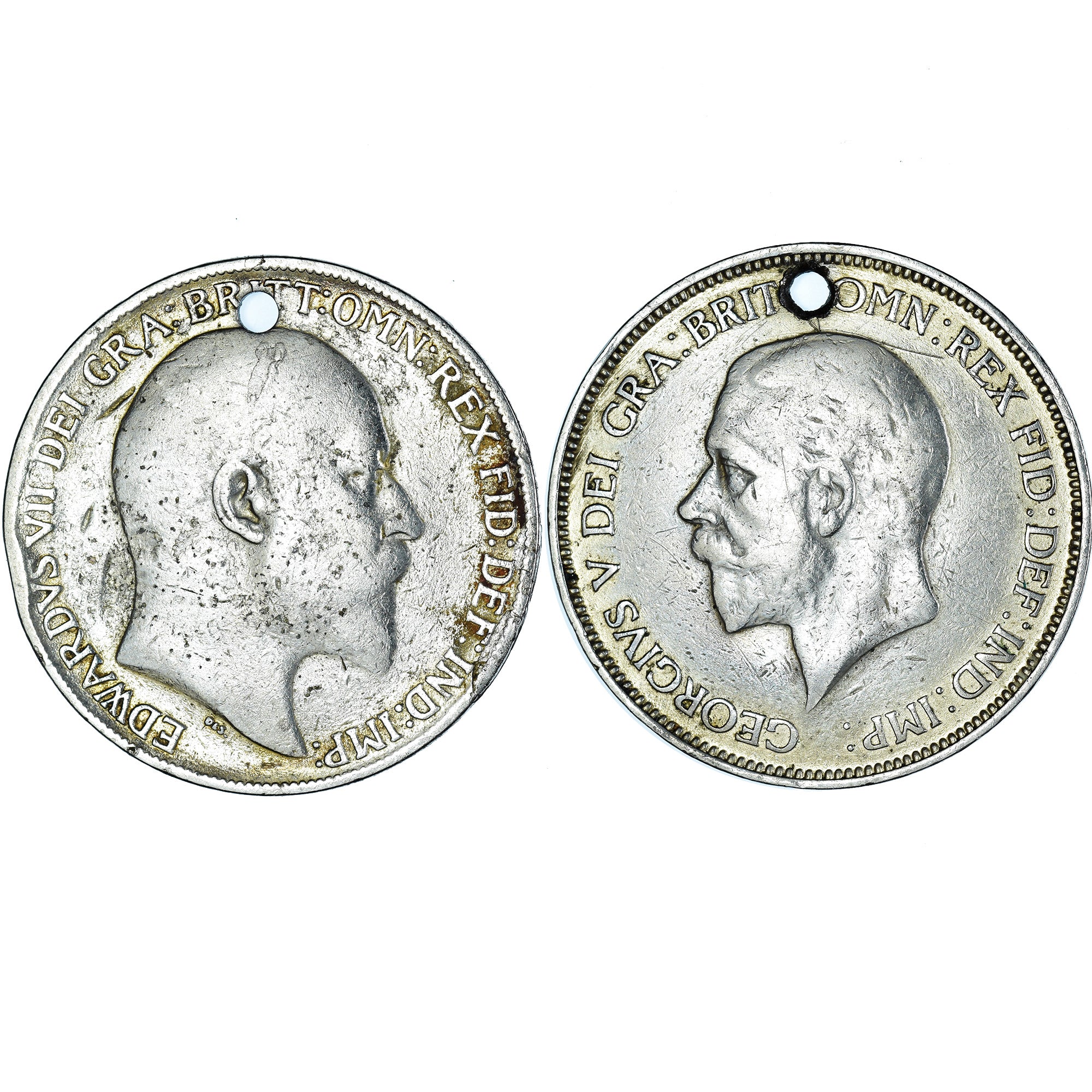 Moneda, Reino Unido, pair of penny earrings, 1909 & 1936, Silver-plated, BC+