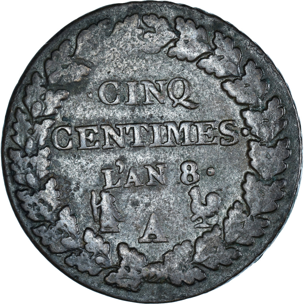 Coin, France, Dupré, 5 Centimes, AN 8, Paris, VF(30-35), Bronze, KM:640.1
