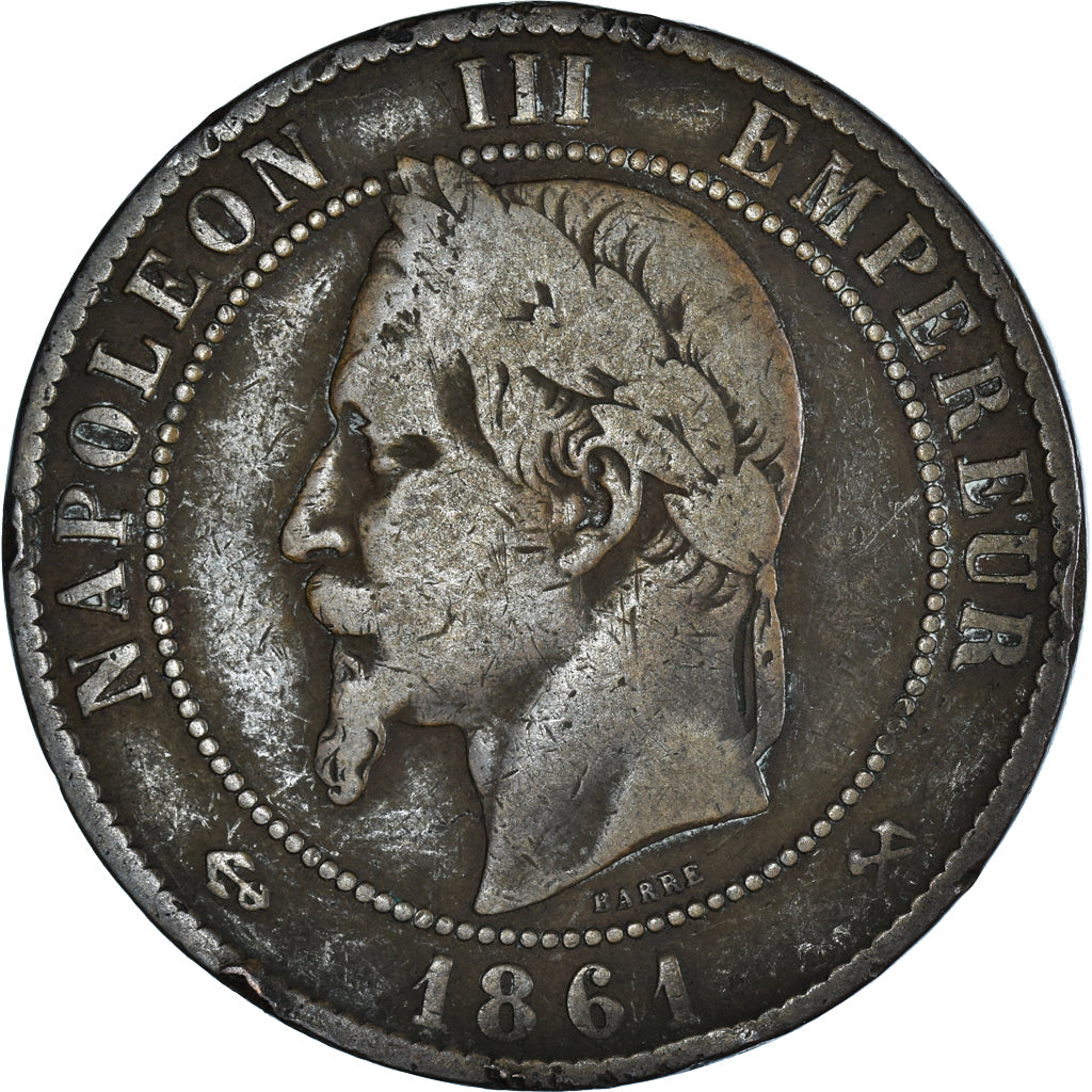 Monnaie, France, Napoleon III, 5 Centimes, 1861, Bordeaux, TB+, Bronze