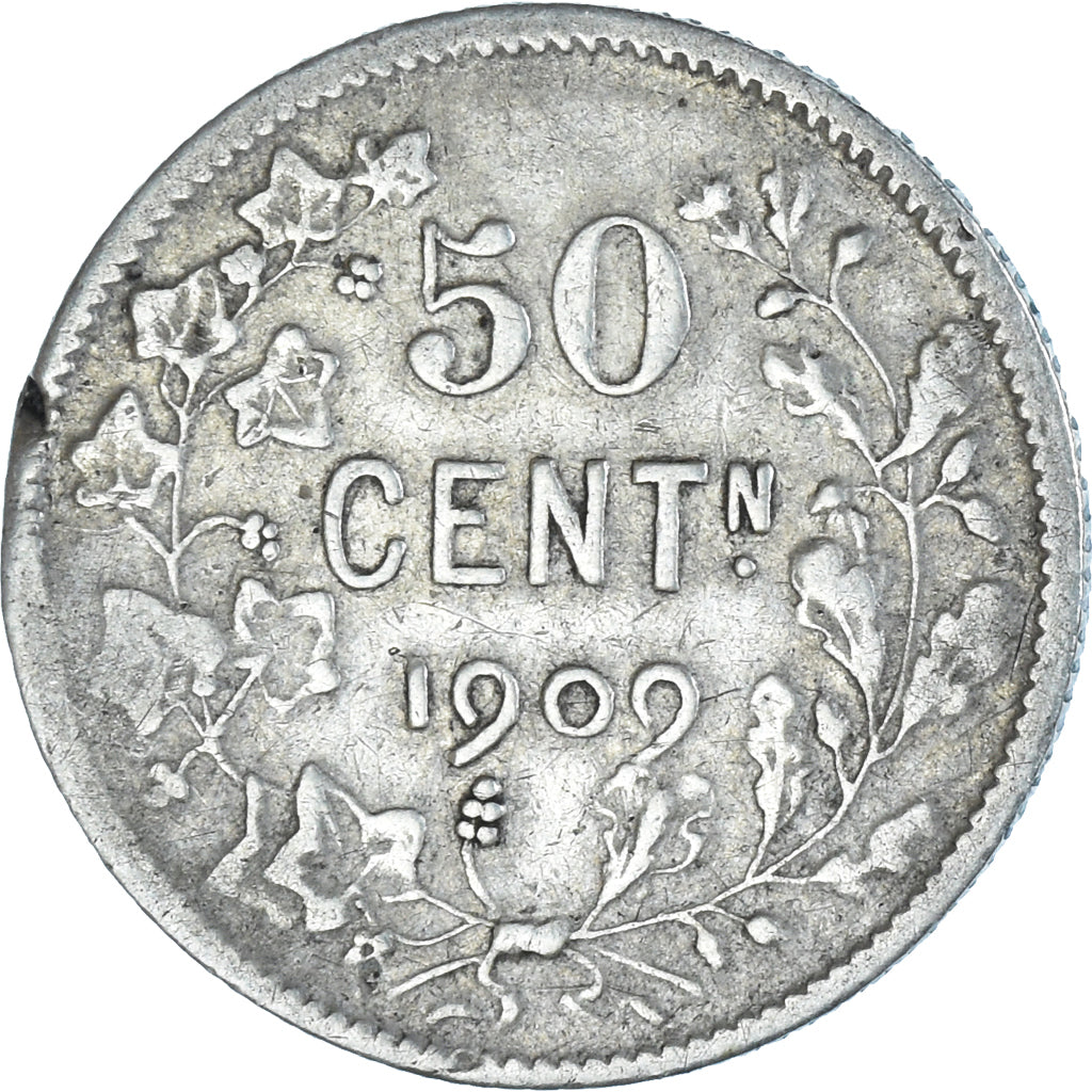 Moneta, Belgio, Leopold II, 50 Centimes, 1909, Brussels, MB+, Argento, KM:61.1