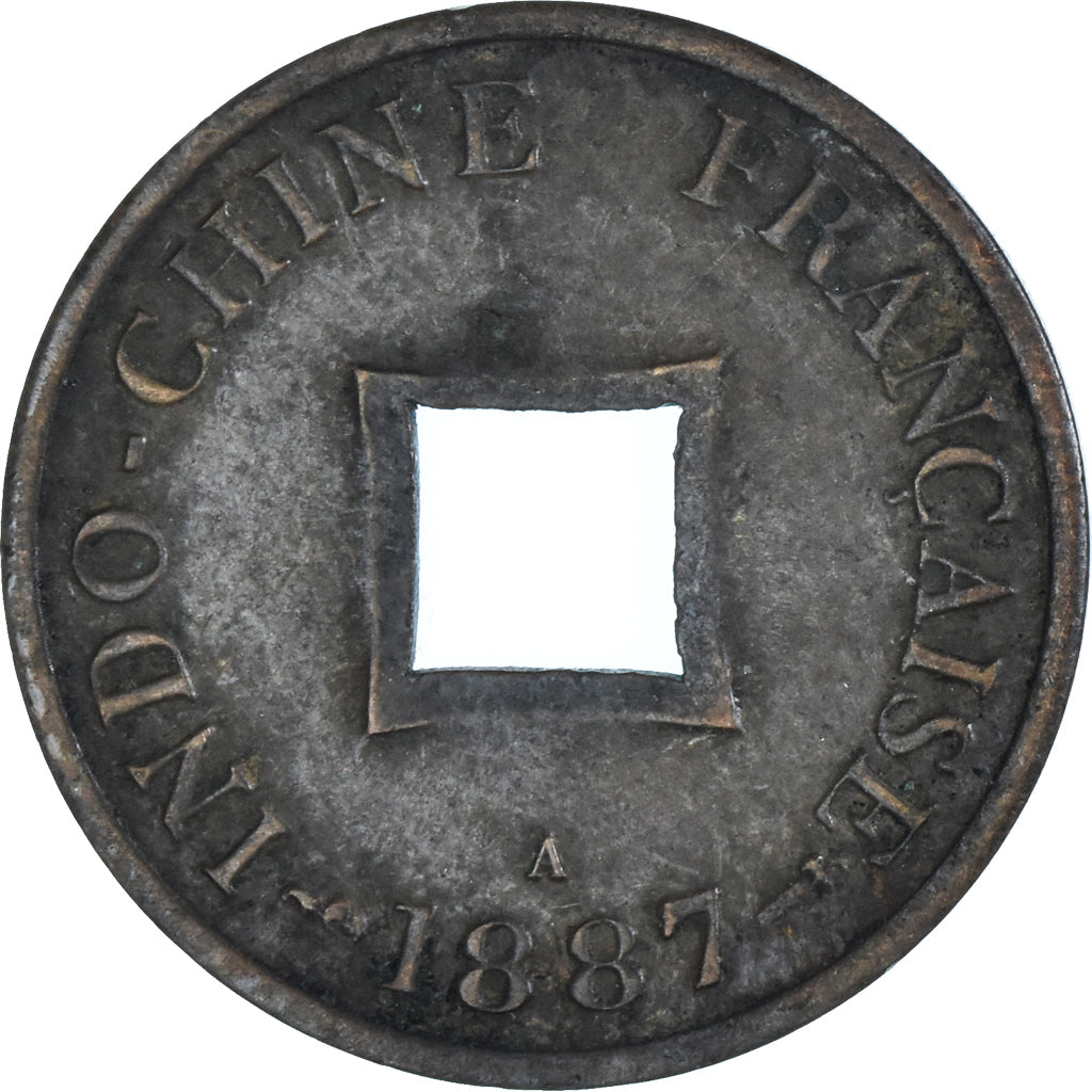 Münze, FRENCH INDO-CHINA, 2 Sapeque, 1887, Paris, SS, Bronze, KM:6