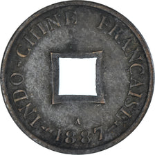 Münze, FRENCH INDO-CHINA, 2 Sapeque, 1887, Paris, SS, Bronze, KM:6