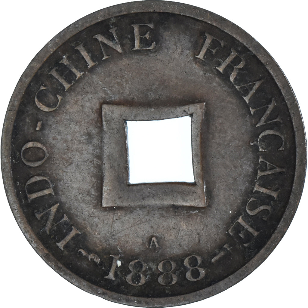 Coin, FRENCH INDO-CHINA, 2 Sapeque, 1888, Paris, EF(40-45), Bronze, KM:6