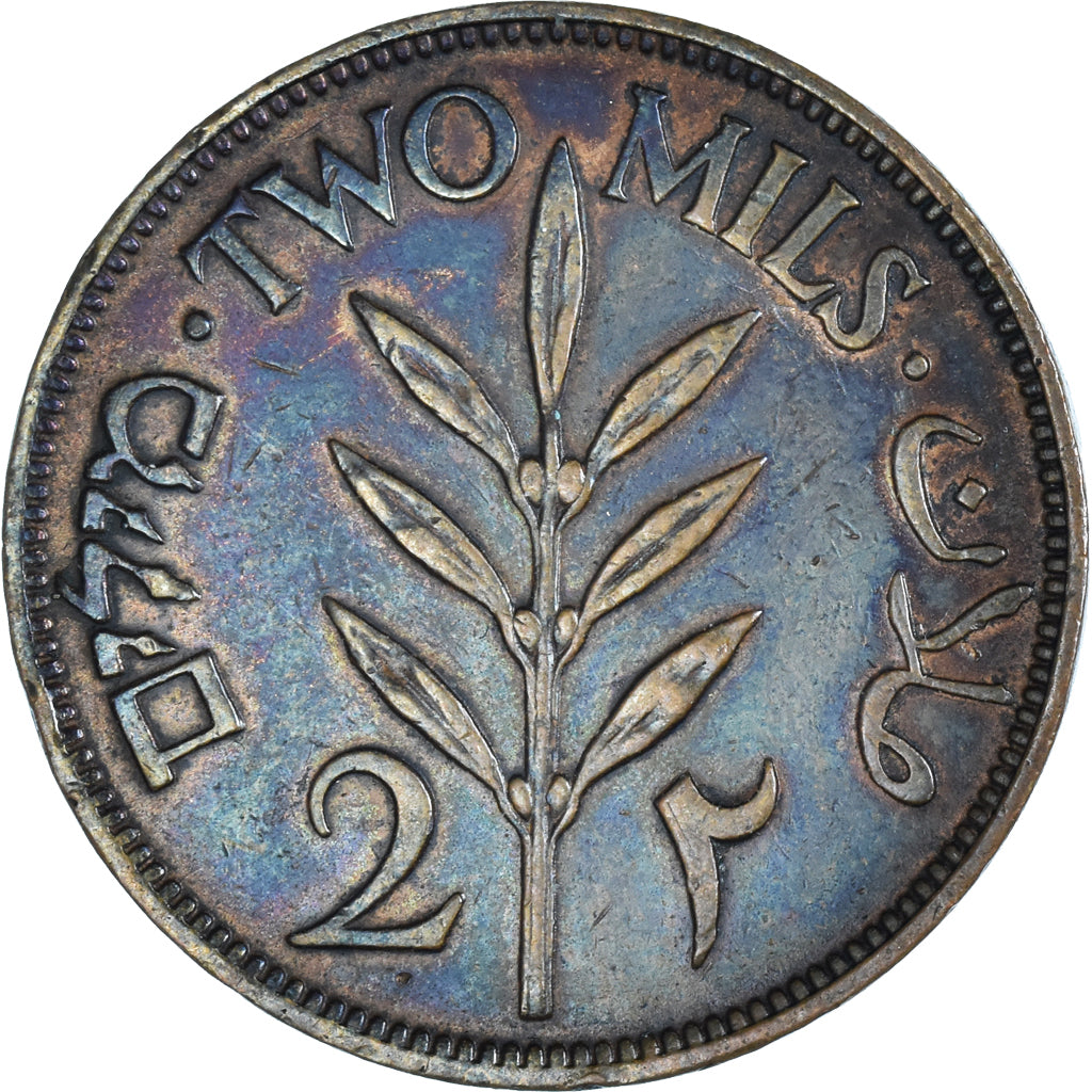 Münze, Palästina, 2 Mils, 1942, British Royal Mint, SS+, Bronze, KM:2