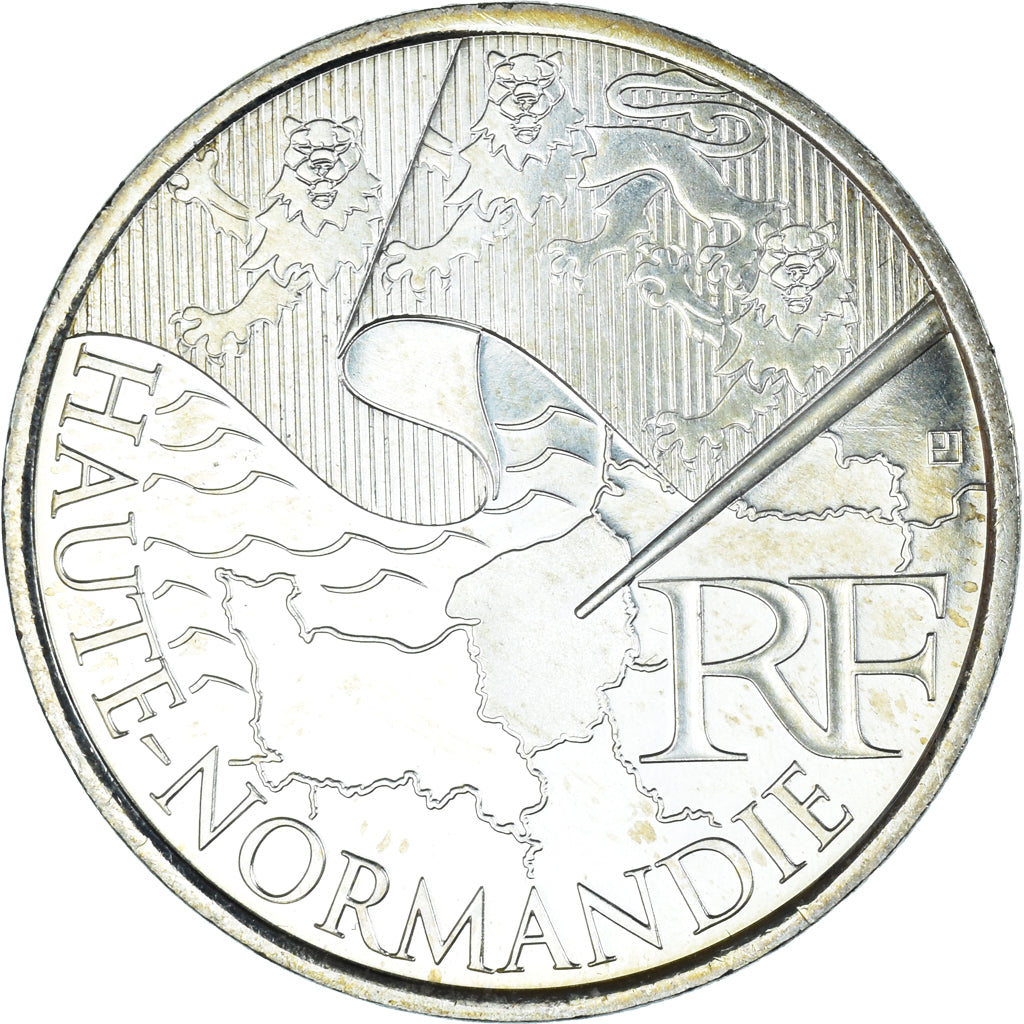 Francia, 10 Euro, Haute-Normandie, 2010, Monnaie de Paris, SPL, Argento, KM:1656