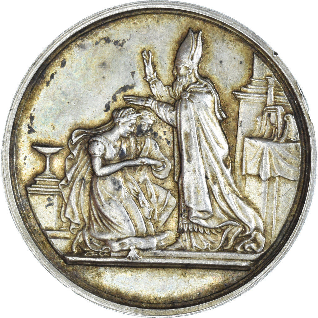 França, medalha, Médaille de mariage, Crenças e religiões, 1865, AU(50-53)