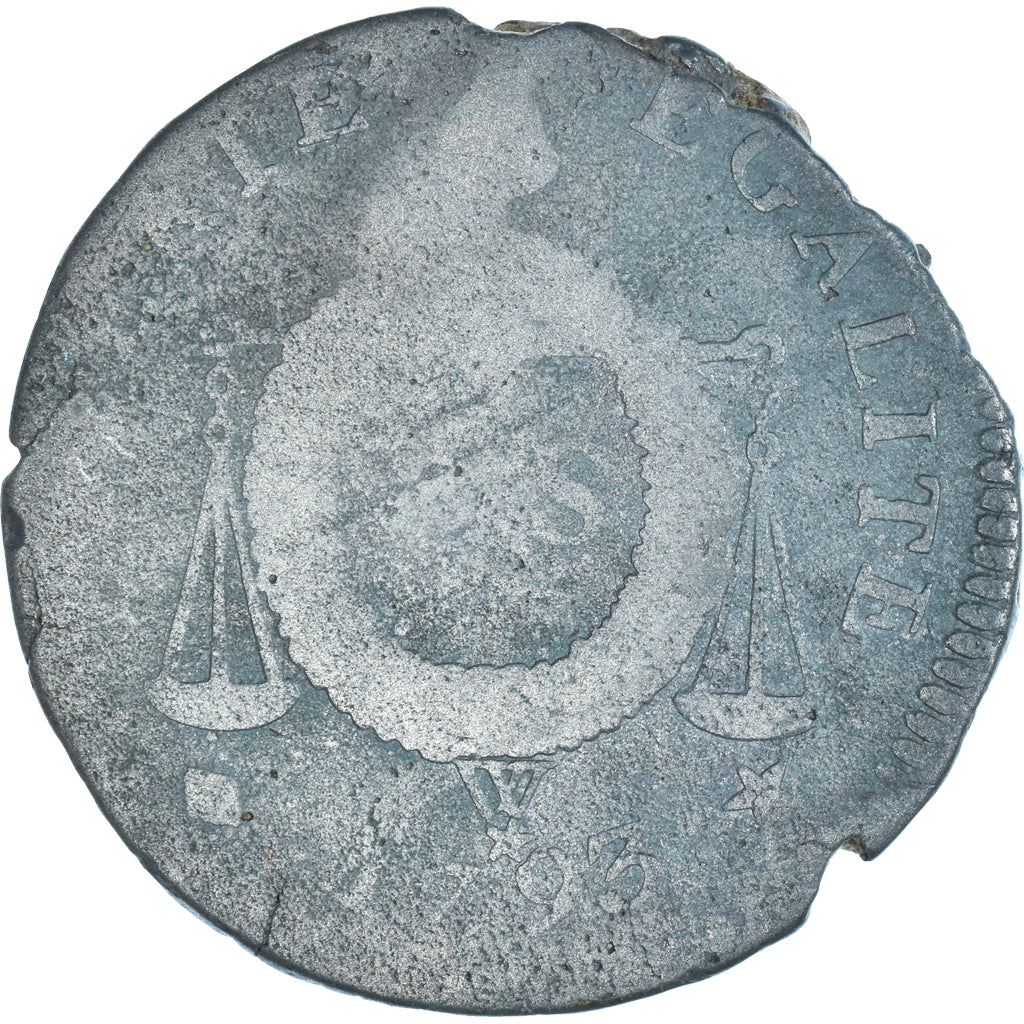 Coin, France, 2 Sols, 1793 - AN II, Saint-Omer, F(12-15), Métal de cloche