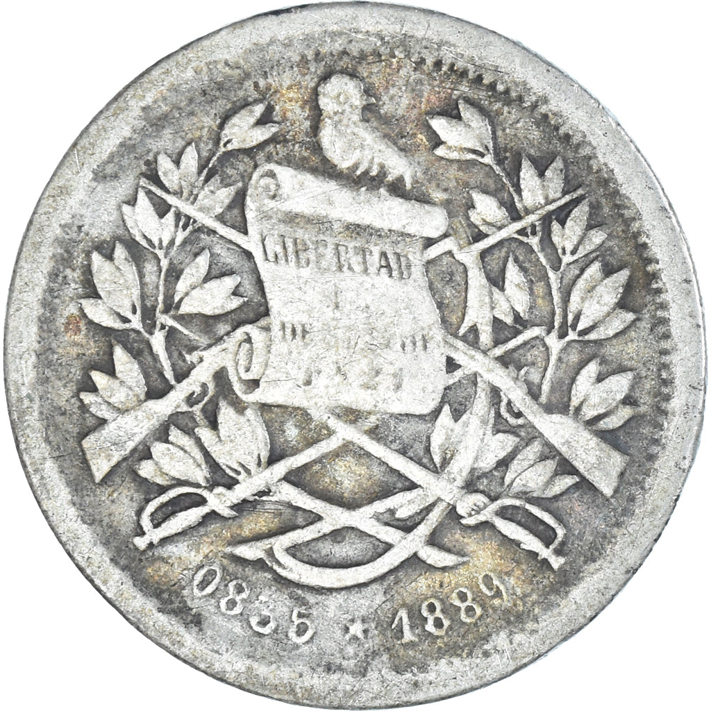 Coin, Guatemala, Real, 1889, VF(20-25), Silver, KM:153a.2