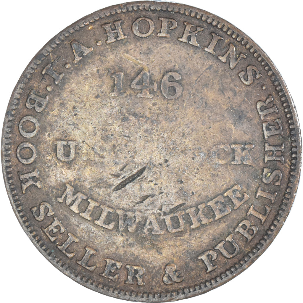 United States, HOPKINS Book Seller & Publisher, Token, Milwaukee, VF(30-35)