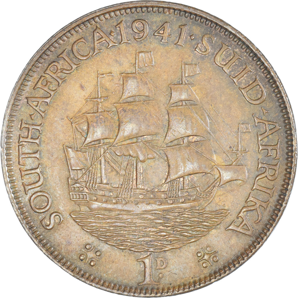 Moeda, África do Sul, George VI, Penny, 1941, Pretoria, AU(50-53), Bronze