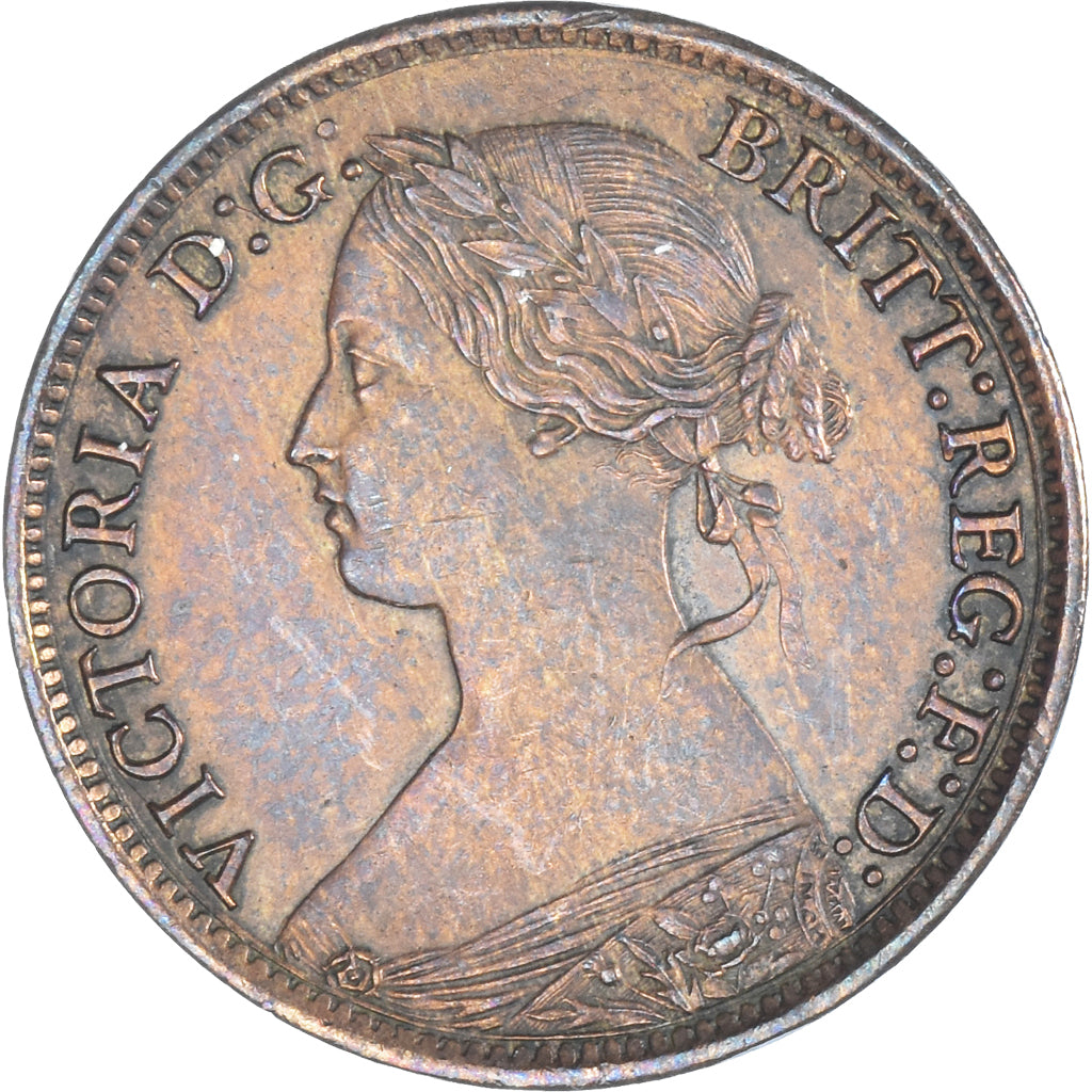 Coin, Great Britain, Victoria, Farthing, 1865, Heaton, AU(55-58), Bronze