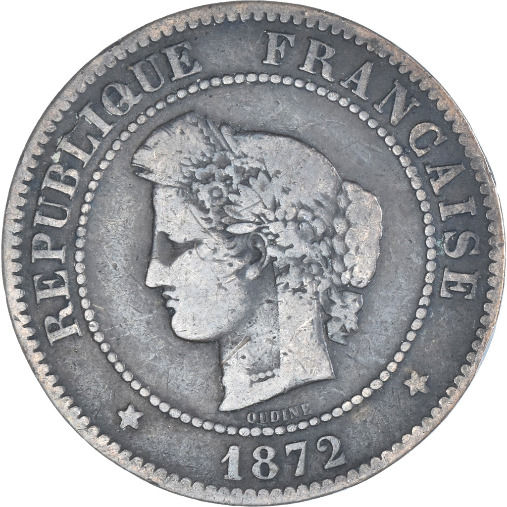 Moeda, França, Cérès, 5 Centimes, 1872, Bordeaux, VF(30-35), Bronze