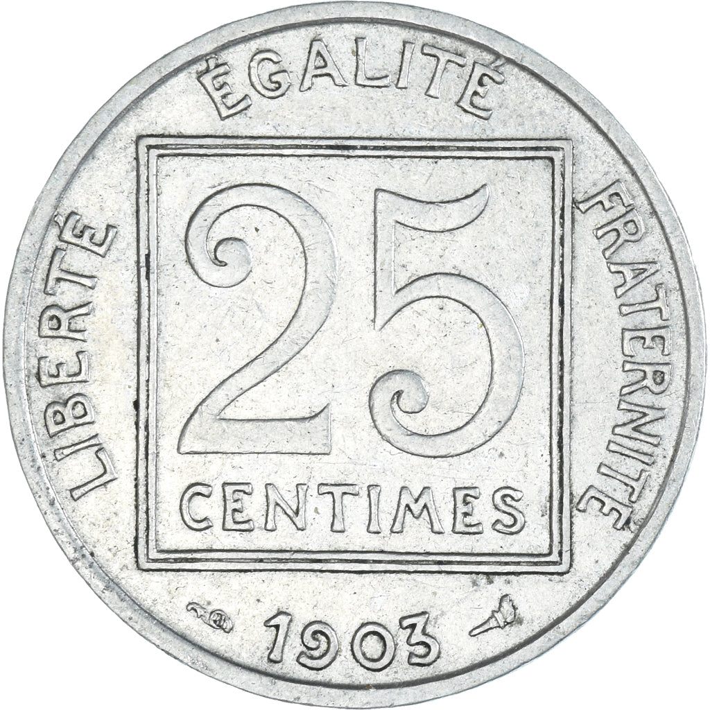 Moneda, Francia, Patey, 25 Centimes, 1903, Paris, MBC, Níquel, KM:855