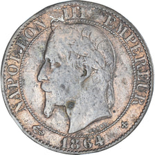 Moneta, Francia, Napoleon III, 5 Centimes, 1864, Strasbourg, MB+, Bronzo