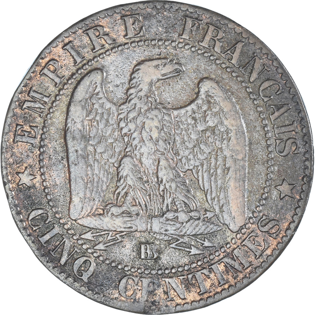 Moneta, Francia, Napoleon III, 5 Centimes, 1864, Strasbourg, MB+, Bronzo