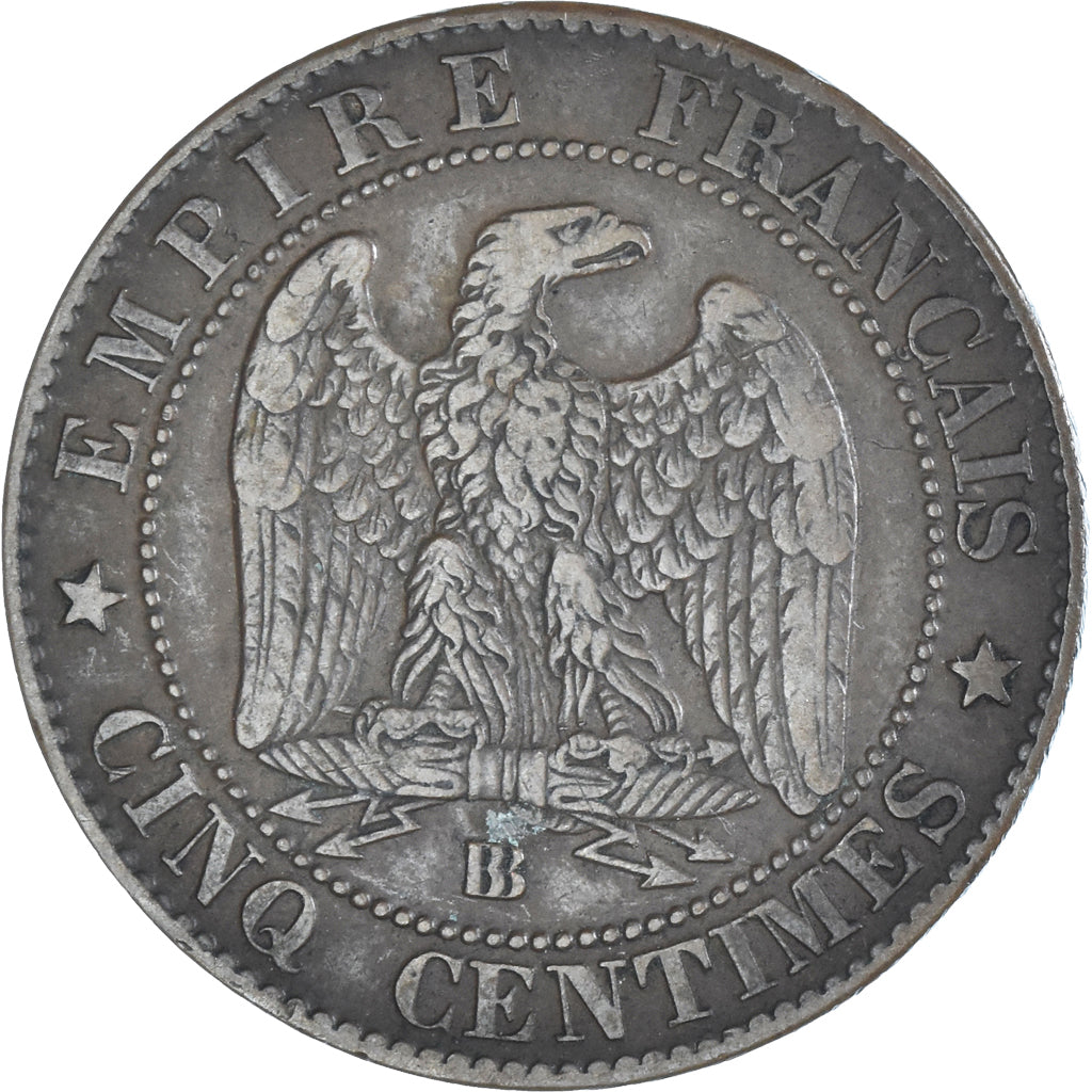 Coin, France, Napoleon III, 5 Centimes, 1863, Strasbourg, EF(40-45), Bronze