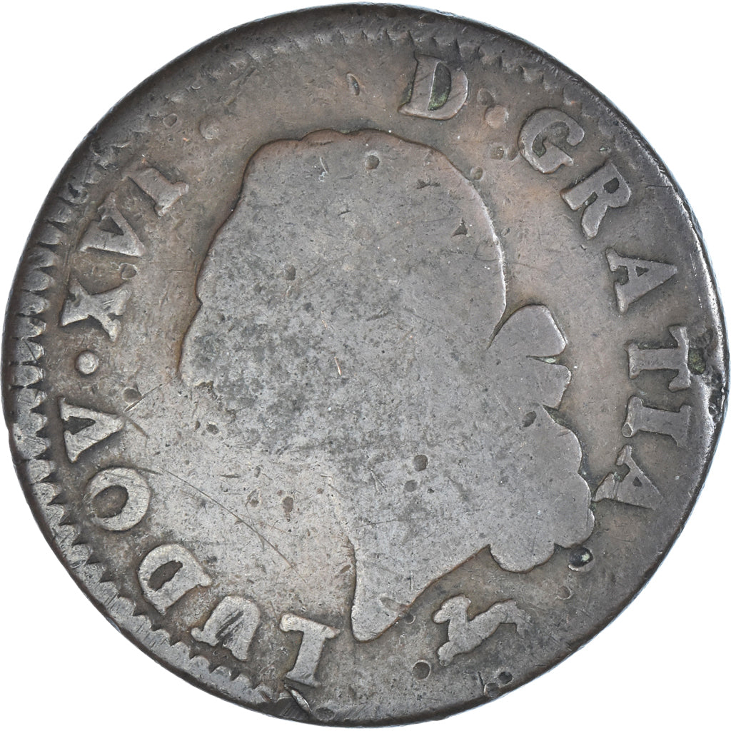 Moneta, Francia, Louis XVI, Sol, 1786, Orléans, B+, Rame, KM:578.14