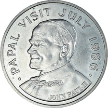 Moneda, Santa Lucía, Jean-Paul II, Papal visit, 5 Dollars, 1986, EBC, Cobre -