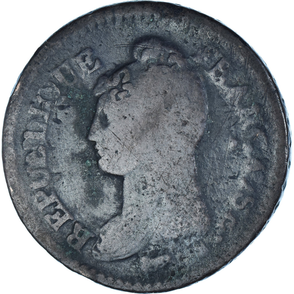 Moneta, Francia, Dupré, Decime, AN 5, Paris, Surfrappe du 2 Décimes, MB