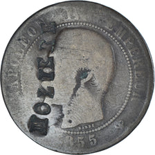 Münze, Frankreich, Napoleon III, 10 Centimes, 1855, Lille, contremarque