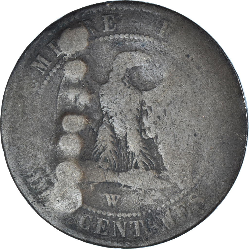 Münze, Frankreich, Napoleon III, 10 Centimes, 1855, Lille, contremarque