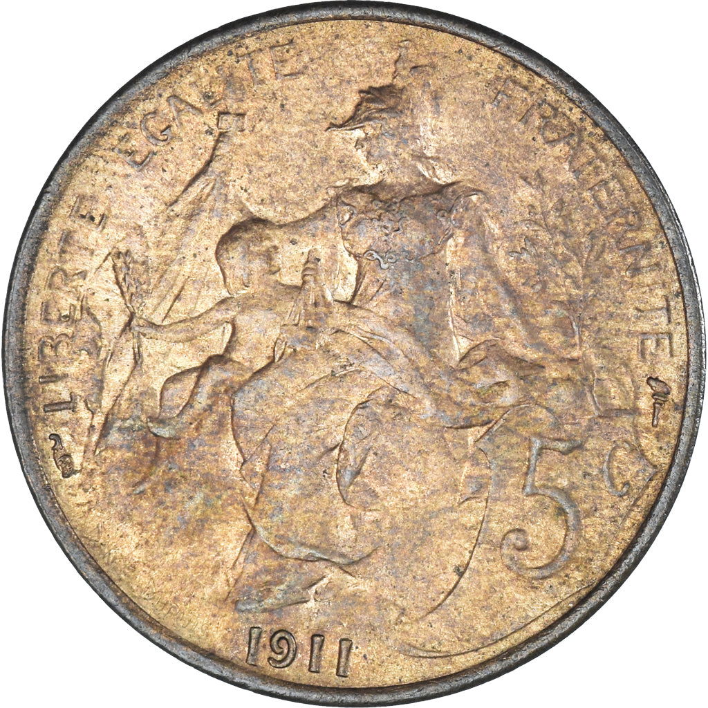 Munten, Frankrijk, Dupuis, 5 Centimes, 1911, Paris, ZF+, Bronzen, KM:842