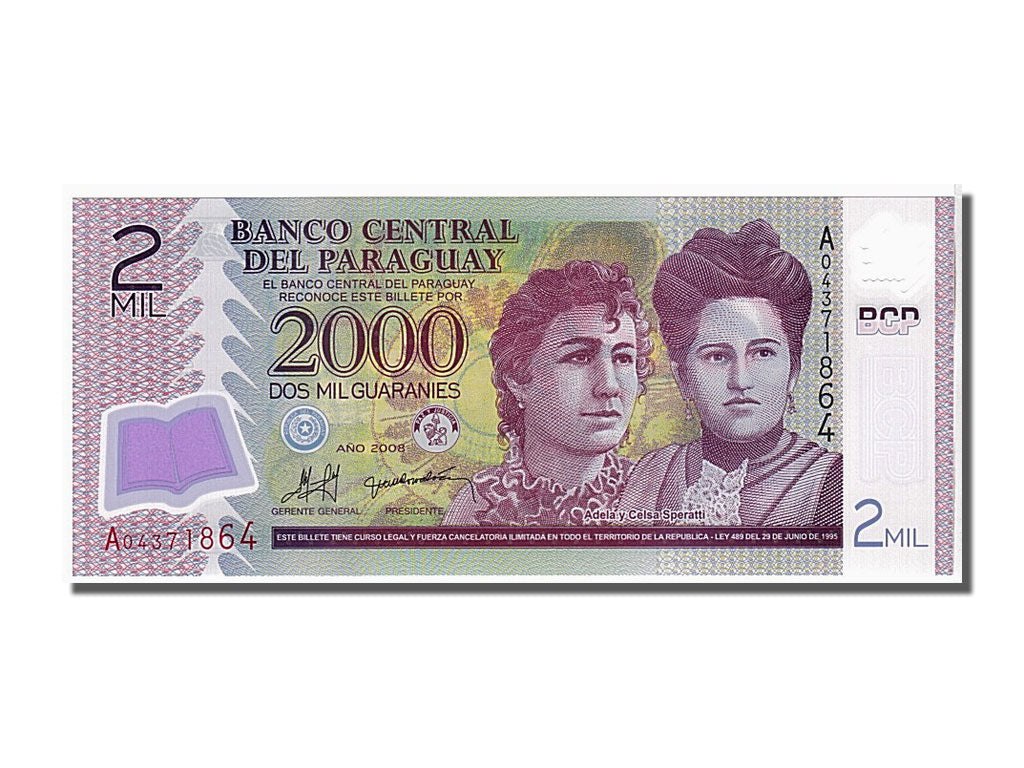 Banknote, Paraguay, 2000 Guaranies, 2008, KM:228a, UNC(65-70)