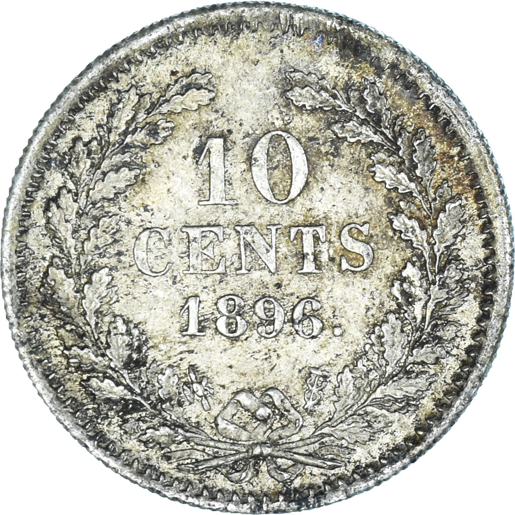 Moeda, Países Baixos, Wilhelmina I, 10 Cents, 1896, Utrecht, EF(40-45), Prata