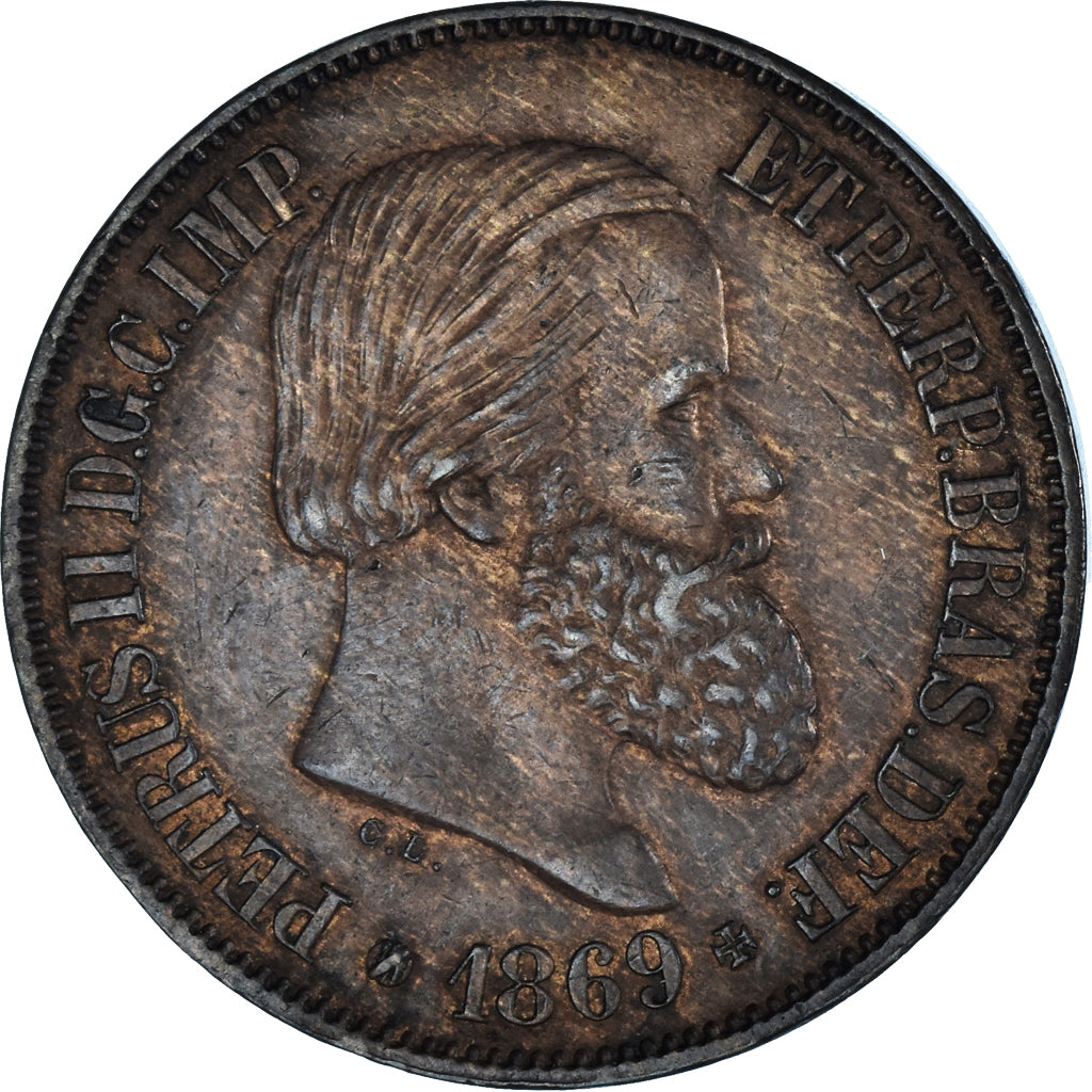 Münze, Brasilien, Pedro II, 20 Reis, 1869, Brussels, VZ, Bronze, KM:474