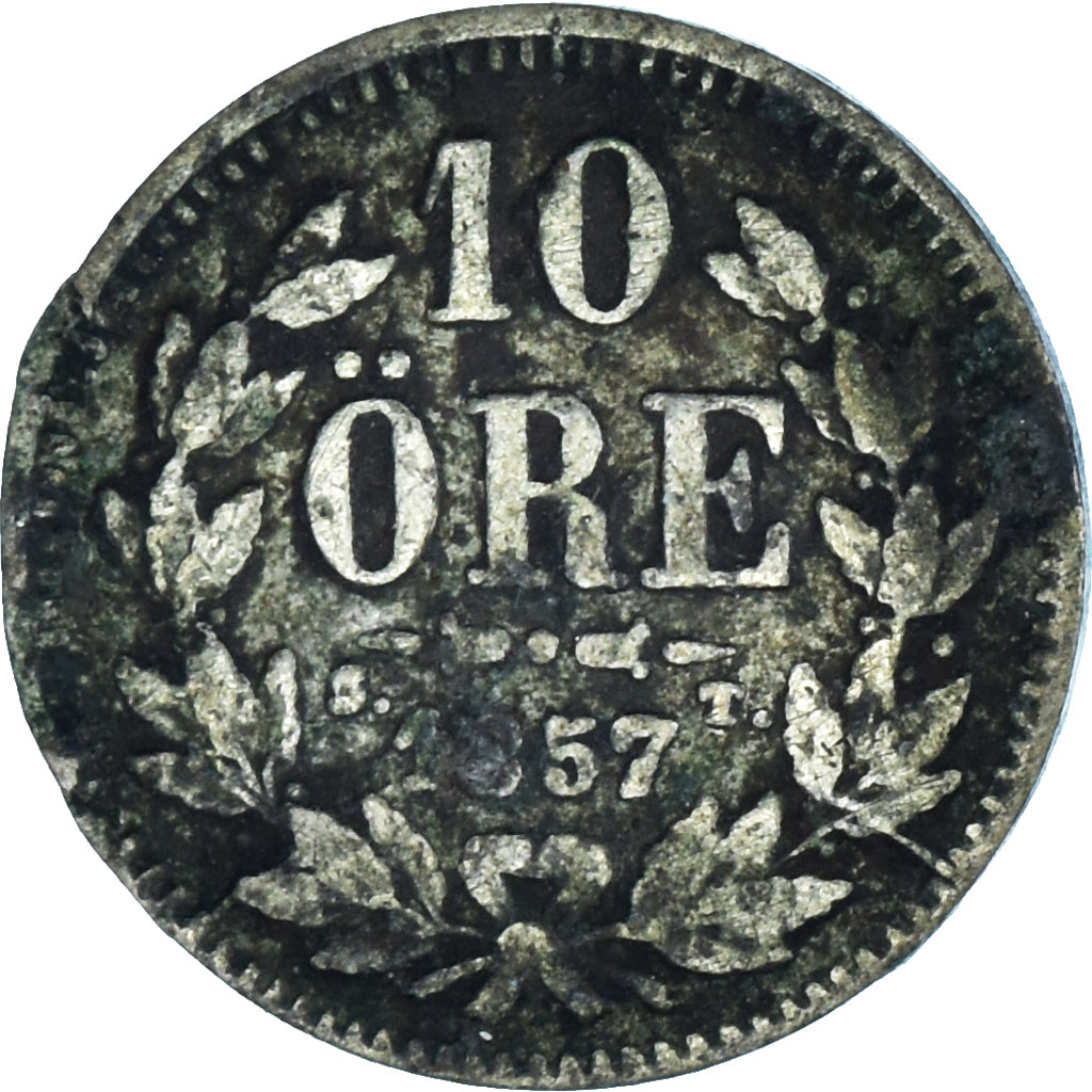 Coin, Sweden, Oscar I, 10 Öre, 1857, VF(20-25), Silver, KM:683
