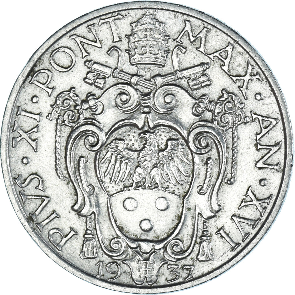 Münze, Vatikanstadt, Pius XI, 20 Centesimi, 1937, Roma, UNZ, Nickel, KM:3