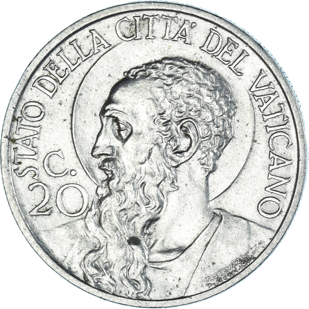 Münze, Vatikanstadt, Pius XI, 20 Centesimi, 1937, Roma, UNZ, Nickel, KM:3