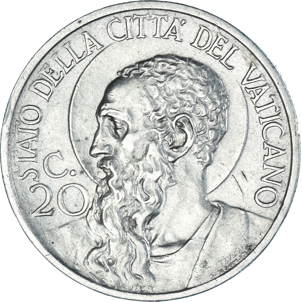 Moneta, PAŃSTWO WATYKAŃSKIE, Pius XI, 20 Centesimi, 1934, Roma, MS(60-62)