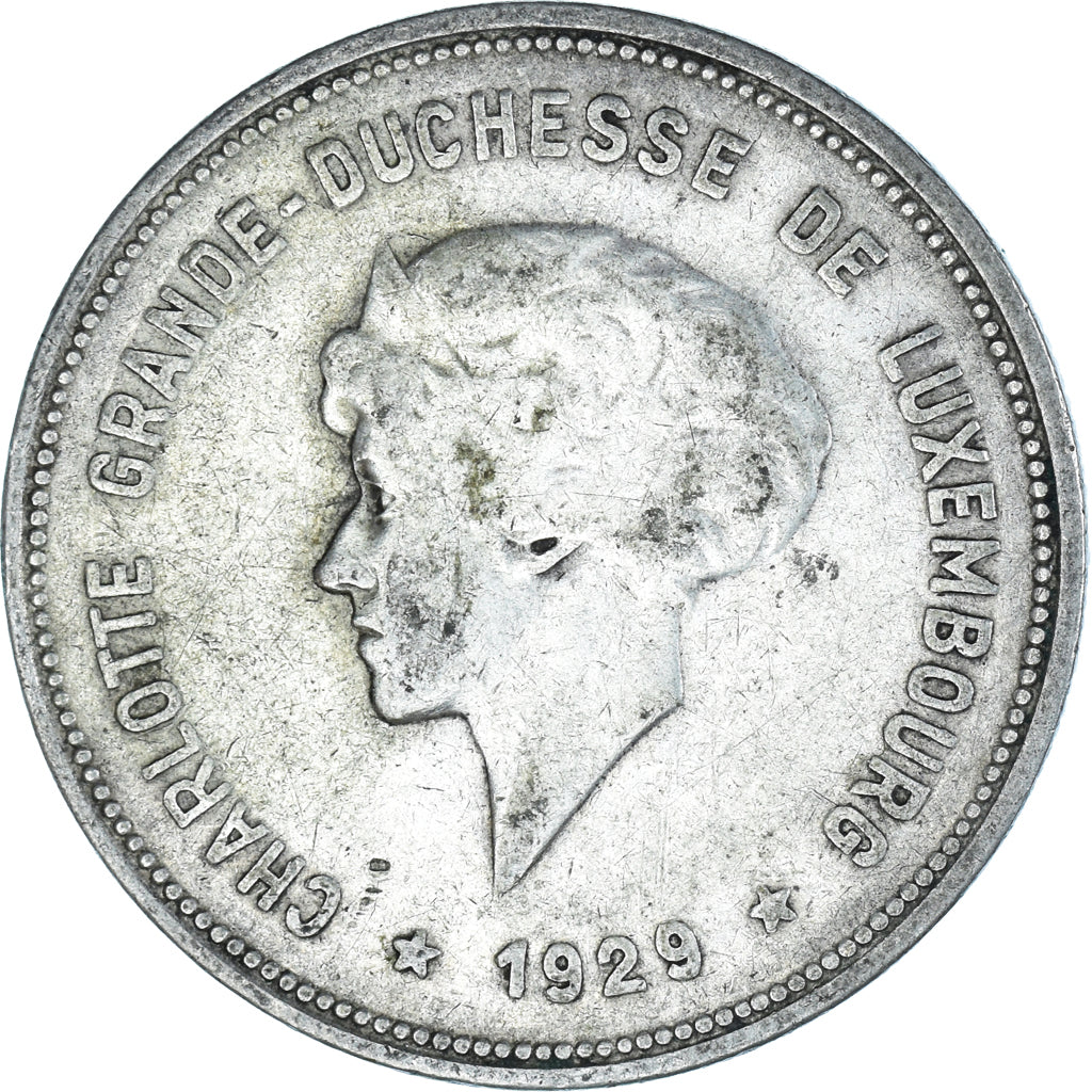 Coin, Luxembourg, Charlotte, 5 Francs, 1929, EF(40-45), Silver, KM:38
