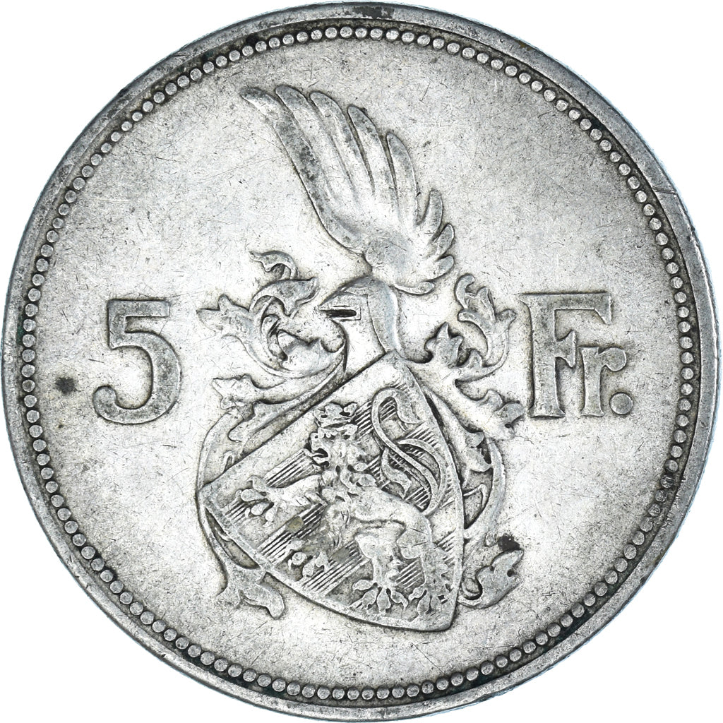 Coin, Luxembourg, Charlotte, 5 Francs, 1929, EF(40-45), Silver, KM:38