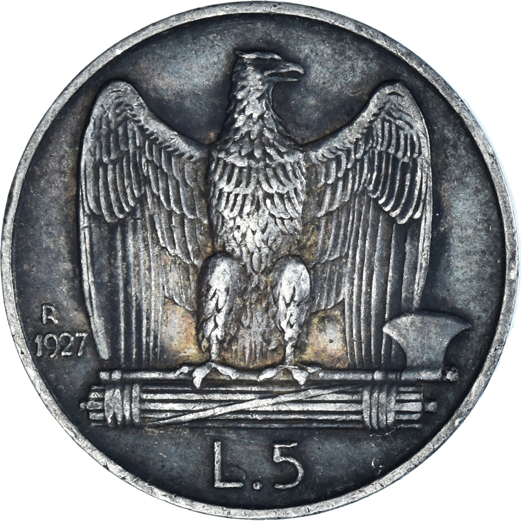 Moneta, Italia, Vittorio Emanuele III, 5 Lire, 1927, Rome, BB+, Argento, KM:67.2