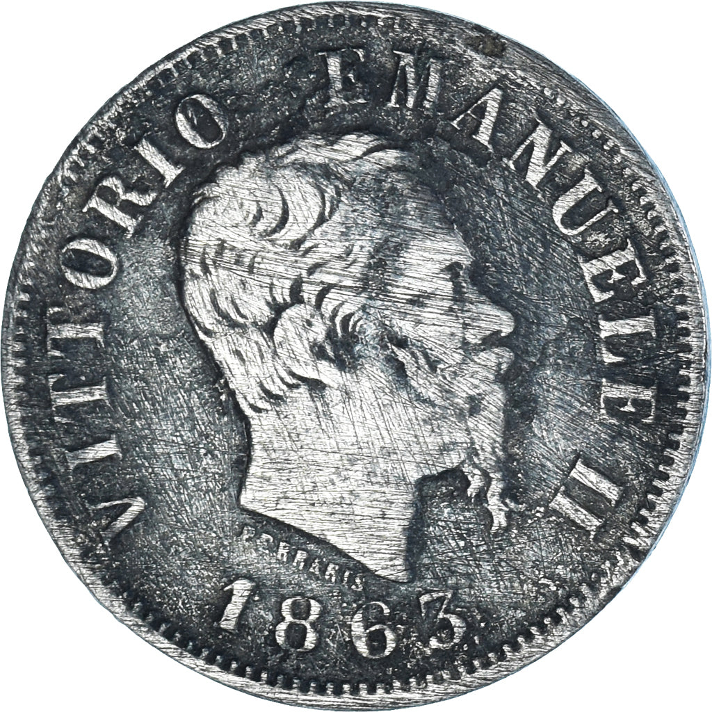 Coin, Italy, Vittorio Emanuele II, 50 Centesimi, 1863, Milan, VF(30-35), Silver