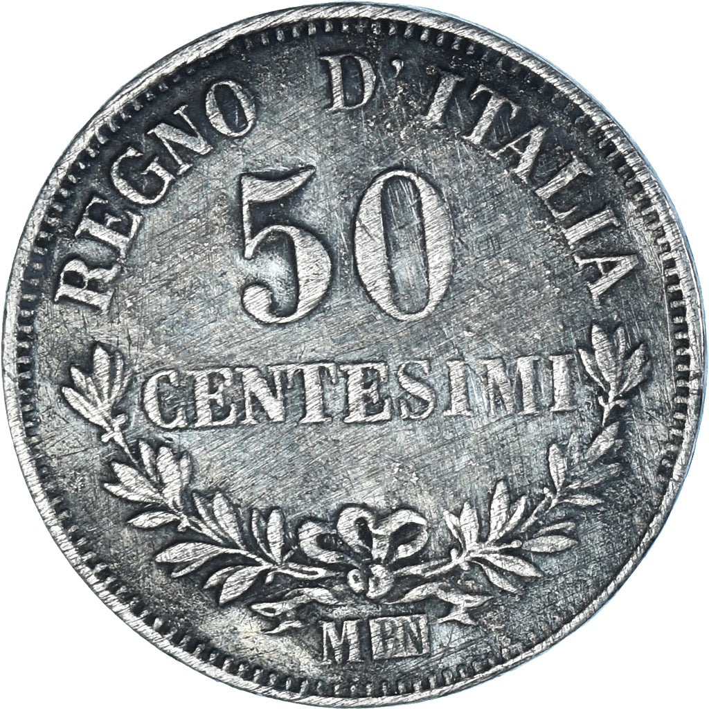 Coin, Italy, Vittorio Emanuele II, 50 Centesimi, 1863, Milan, VF(30-35), Silver