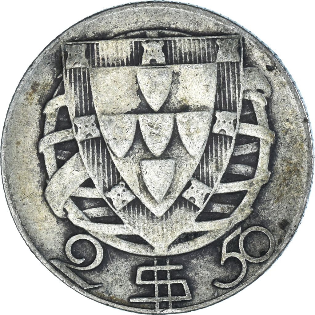 Coin, Portugal, 2-1/2 Escudos, 1944, VF(30-35), Silver, KM:580