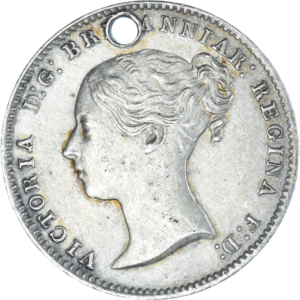 Moneta, Gran Bretagna, Victoria, 3 Pence, 1866, British Royal Mint, Holed, BB+