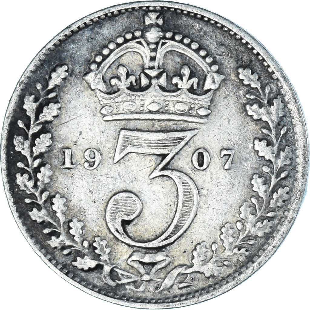 Coin, Great Britain, Edward VII, 3 Pence, 1907, British Royal Mint, VF(30-35)