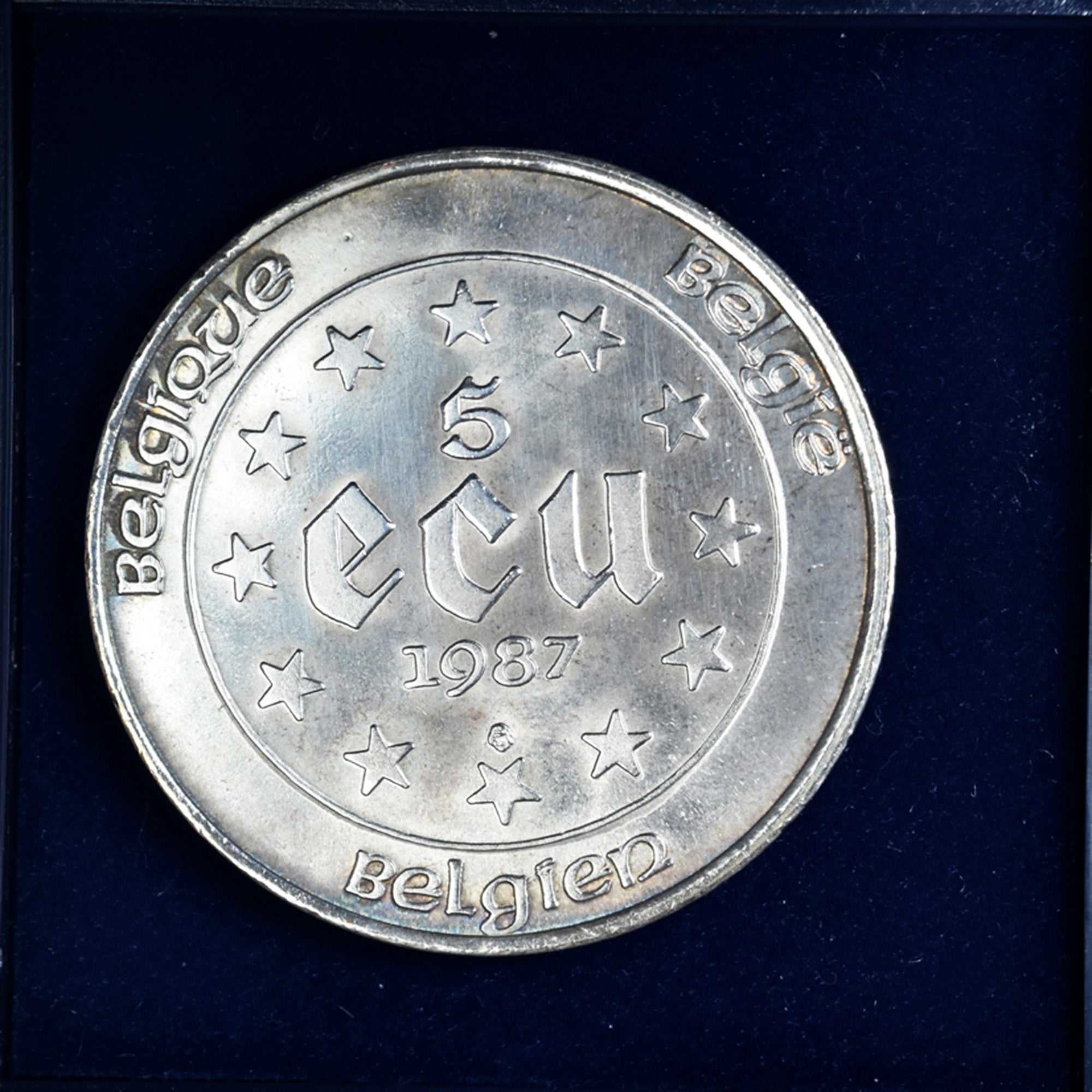 Coin, Belgium, 5 Ecu, 1987, Brussels, MS(63), Silver, KM:166