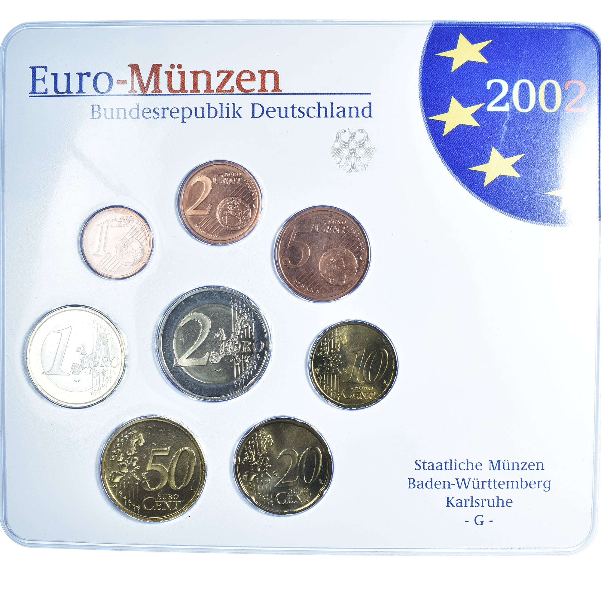 Germania, 1 Cent to 2 Euro, 2002, Karlsruhe, euro set, FDC, N.C.