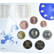 Germania, 1 Cent to 2 Euro, 2002, Hamburg, euro set, FDC, N.C.