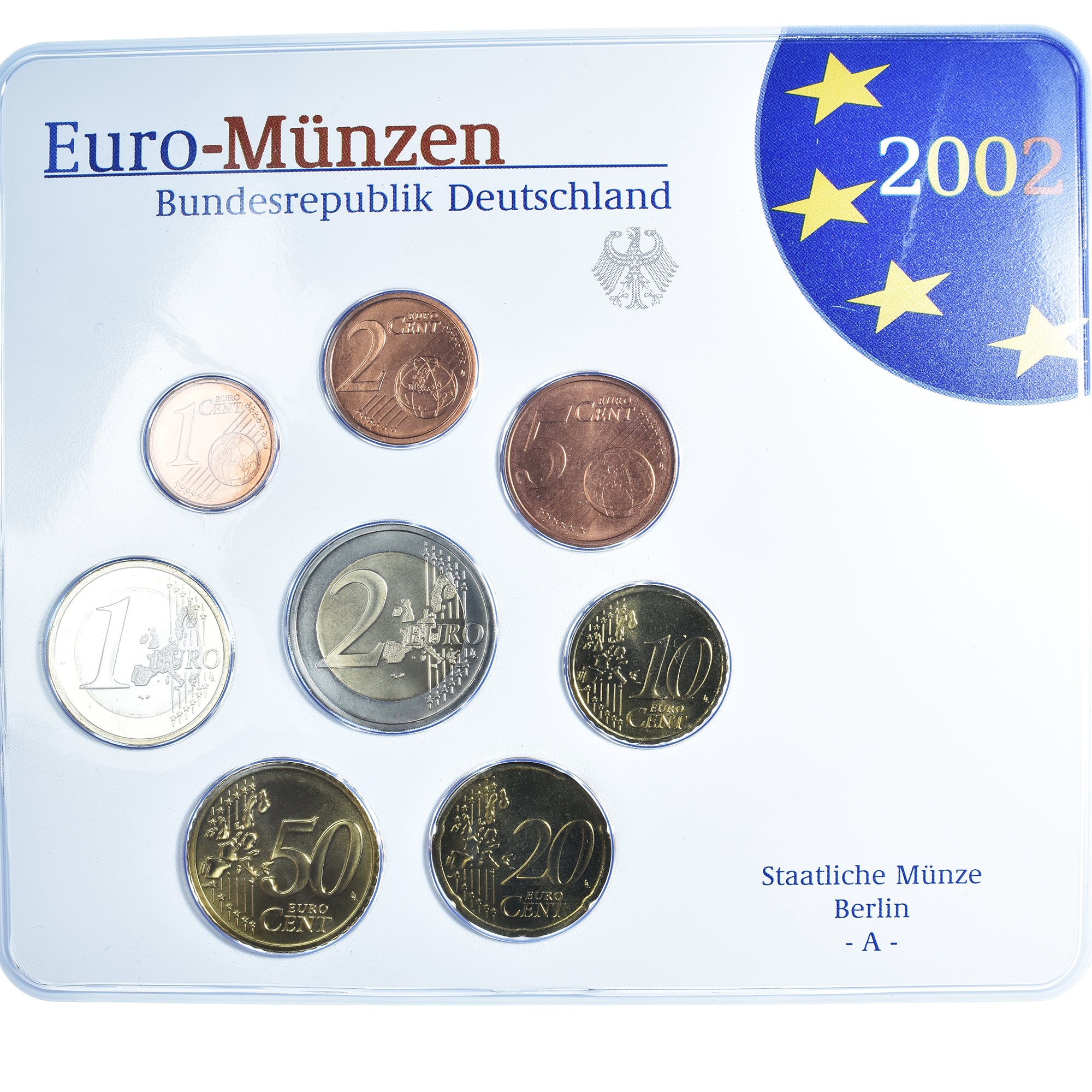 Allemagne, 1 Cent to 2 Euro, 2002, Berlin, euro set, FDC