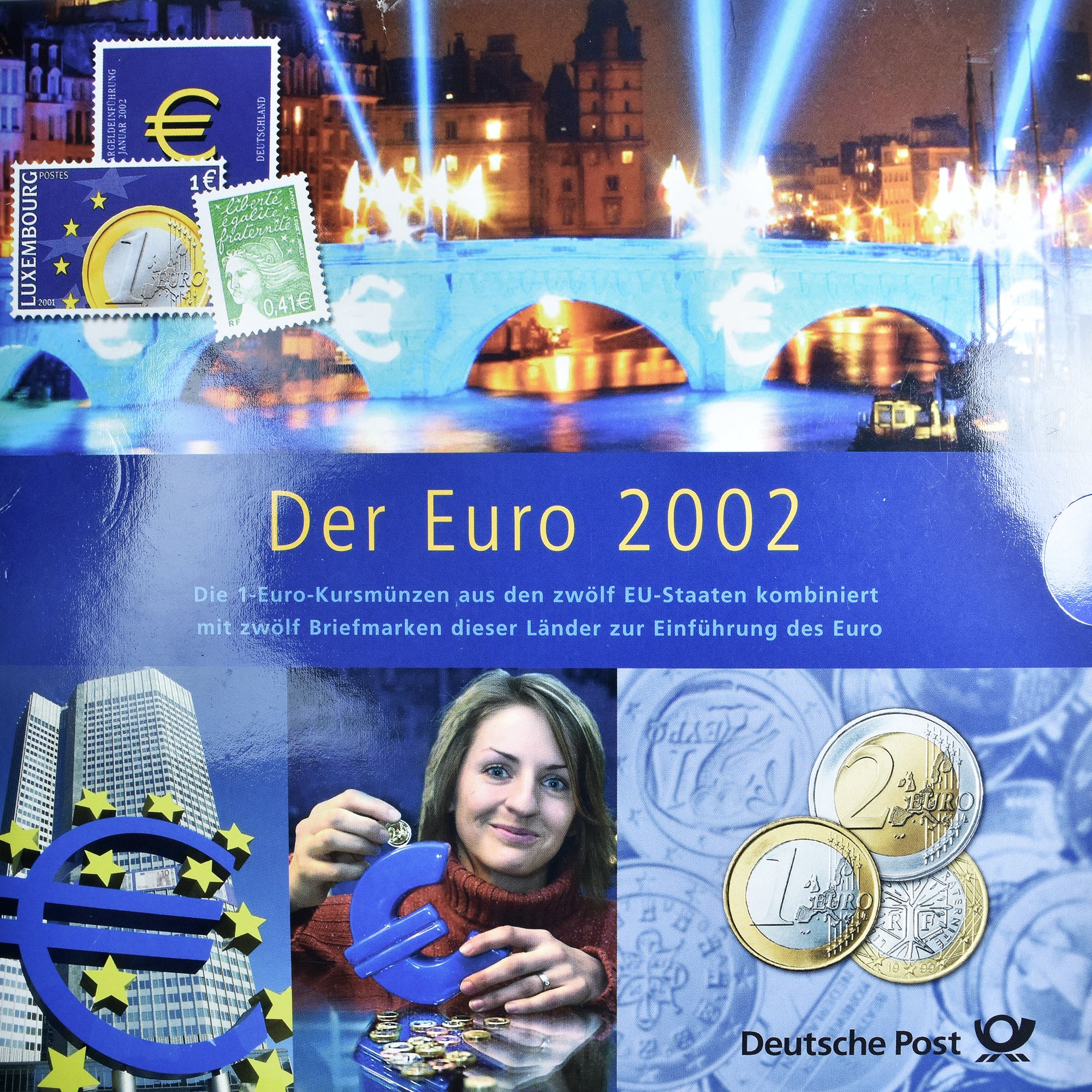 Germania, 1 Euro, euro set, 2002, Deutsche Post, FDC, Bi-metallico
