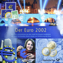 Germania, 1 Euro, euro set, 2002, Deutsche Post, FDC, Bi-metallico