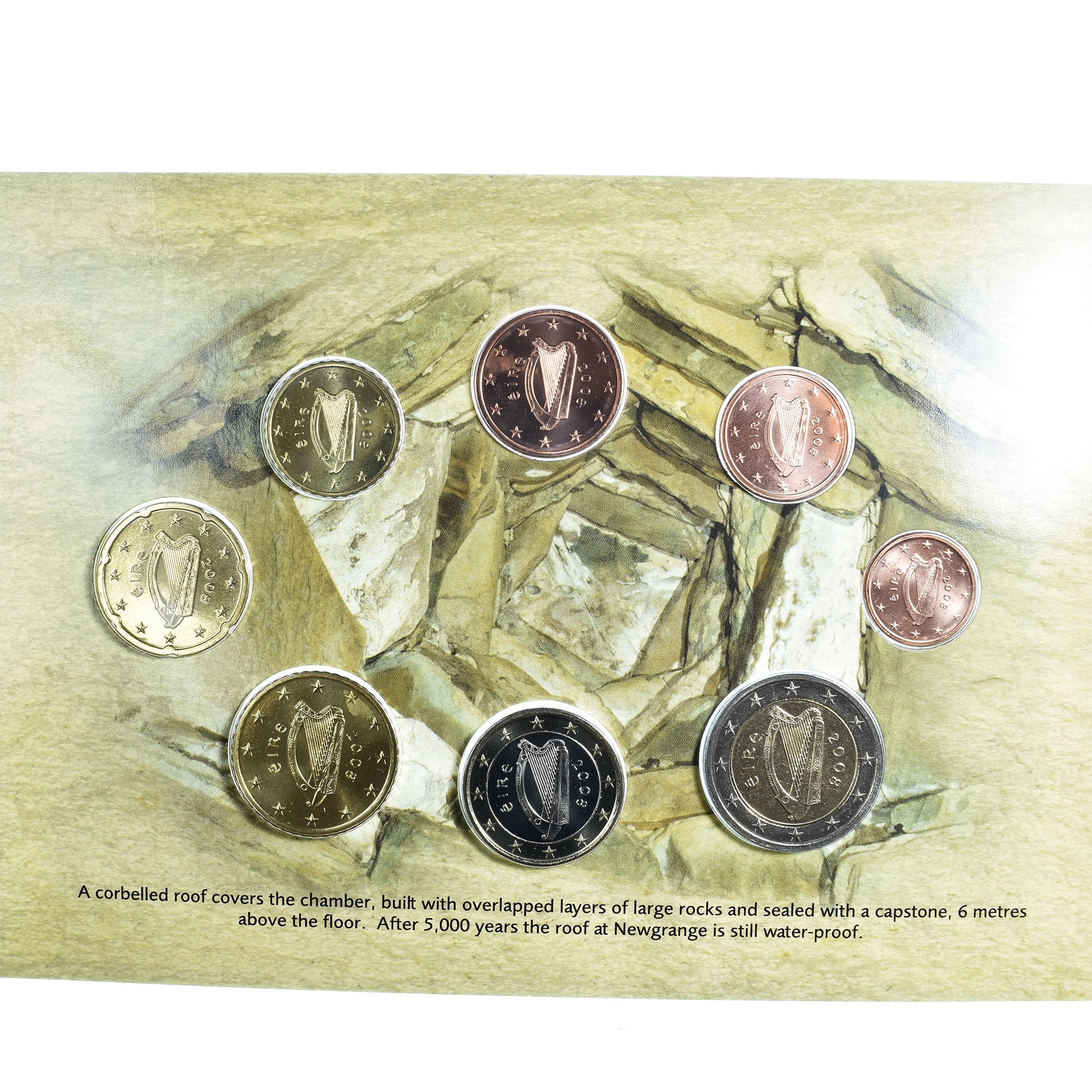 Ireland, 1 Cent to 2 Euro, euro set - Newgrange, 2008, BU, MS(65-70)