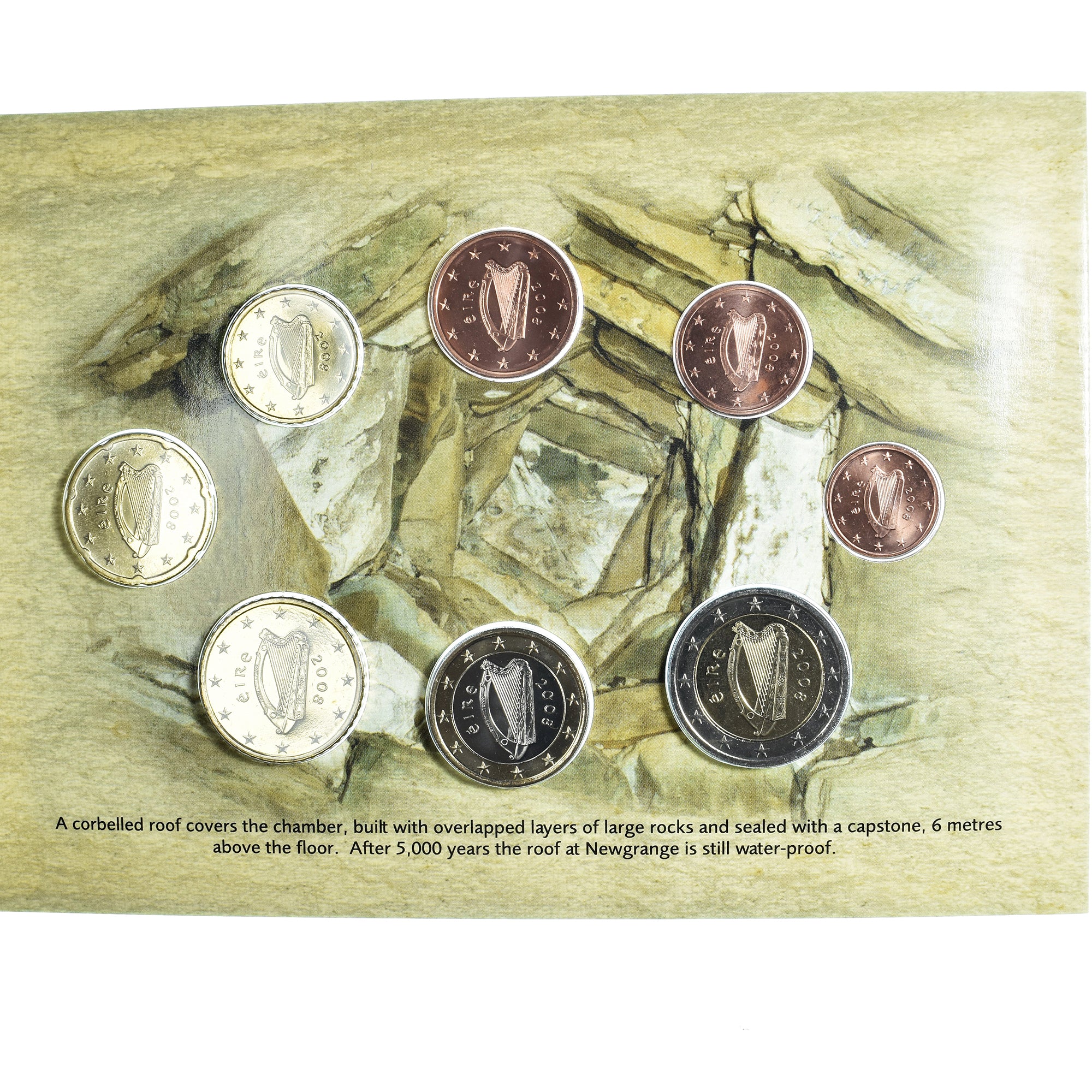 Irlandia, 1 Cent to 2 Euro, euro set - Newgrange, 2008, BU, MS(65-70), ND
